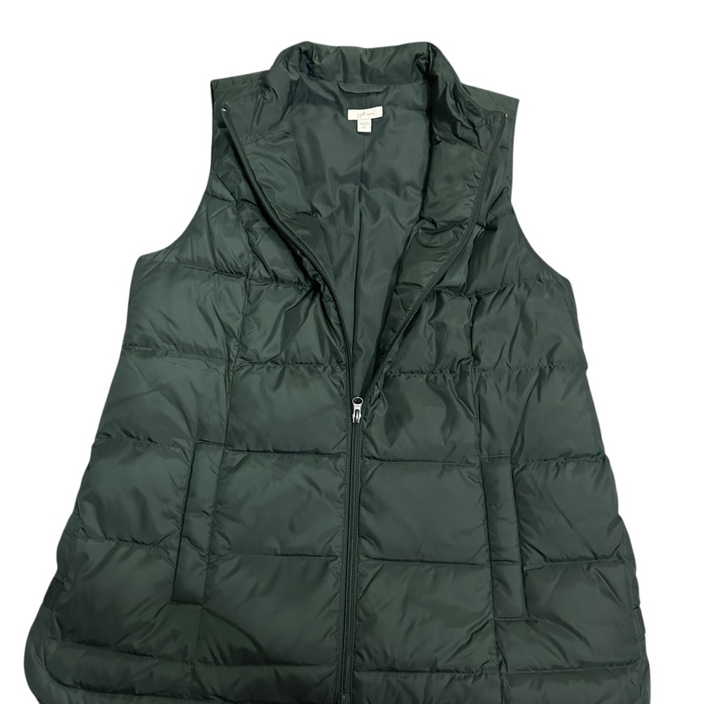 J.JILL/2 Way Zipper Quilted Puffer Vest/Hunter Green/Size: M-Petite - Picture 4 of 14